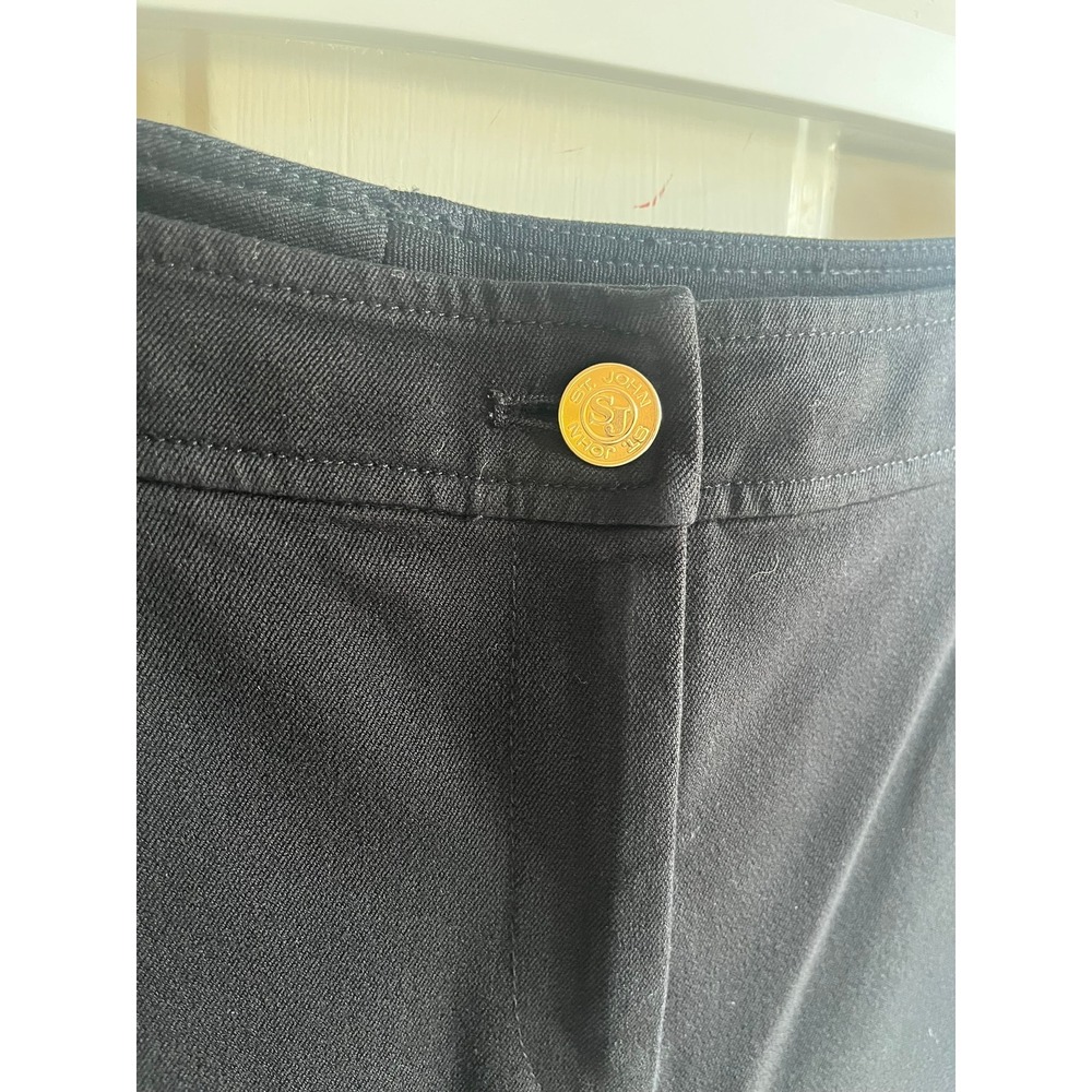 St. John Women's Black Designer Business Straight Leg Hi-Rise Ankle Pant Sz 4 - Picture 4 of 10